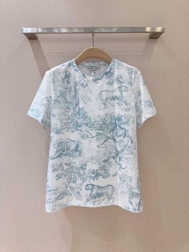 D's new style is highly recommended animal jungle print round neck short-sleeved