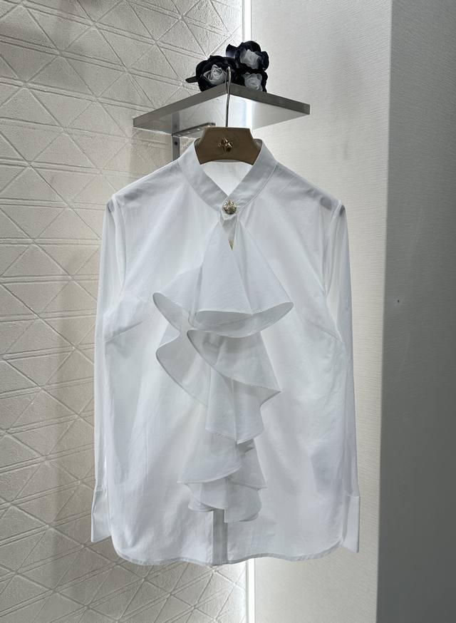 Balmai*2025 new arrivals Solid 3D lace ruffled shirt Customized Yb twill cotton