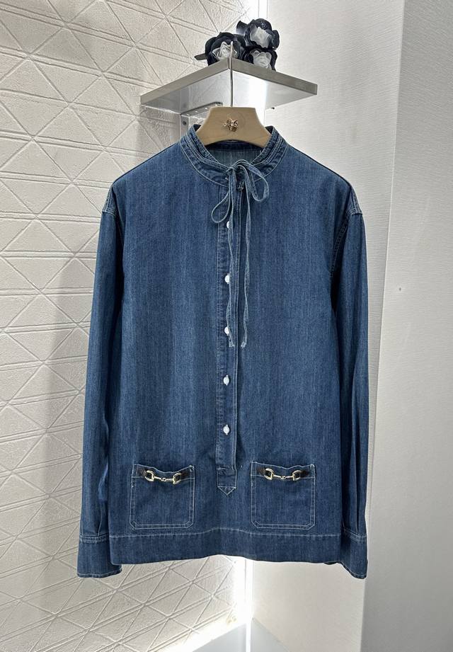 Guc*2025 New arrivals Denim lace-up shirt and shorts set Customized Yb twill cot