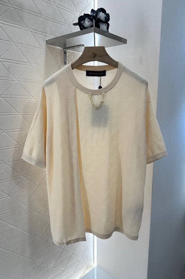 Louis Vuitto*2025 new arrivals jacquard hollow knit top Customized Yb silk cotto