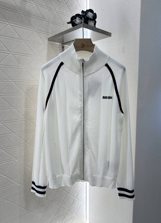Miumi*2025 new products are on sale knitted long-sleeved zipper jacket Customize