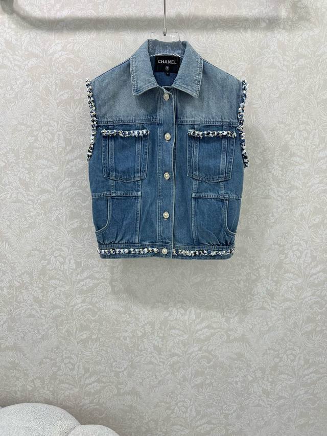 Chan*L 25 new denim vest jacket Coco Girl 25C series, nostalgic washed denim! Ha