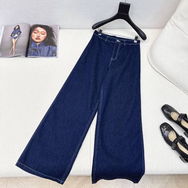 Super beautiful holiday style Miu 25Ss latest spring and summer blue denim suspe