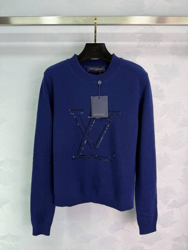 Lou*25 Early Autumn new round neck sequin logo sweater, Yb custom wool yarn, cus