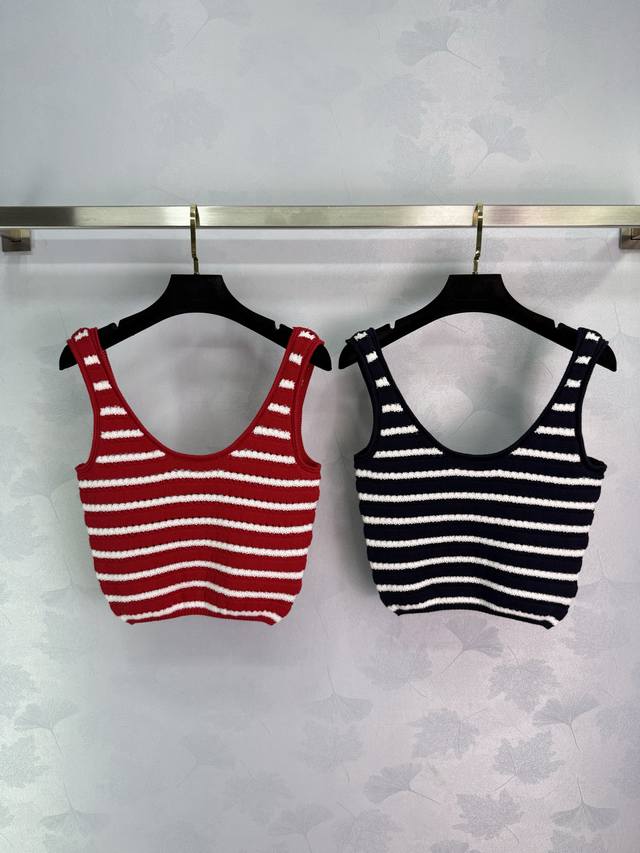 Prad* 2025 Spring and Summer latest series! Striped knitted vest! Custom wool ya