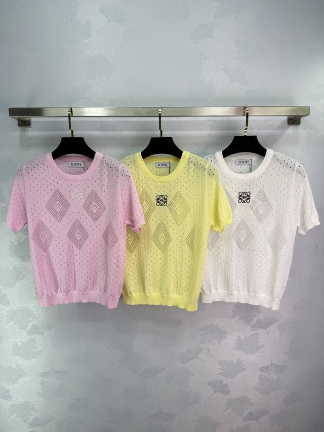 Loew*2025 new summer knitted short sleeves, available in pink, lemon yellow and
