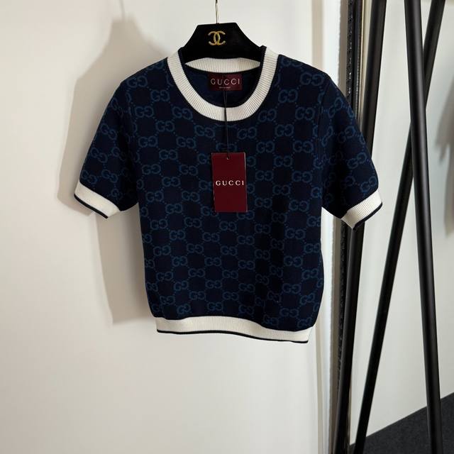Style No. 20253903 Gucc* new monogram Gg letter pullover short-sleeved sweater,