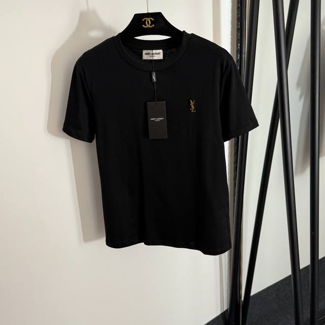 Style No. 20253890 Ysl* new logo hardware brooch decoration pure cotton short-sl