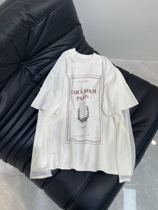 Acne Studi*S 25Fw Early Autumn New Retro Logo Print Loose Fake Two-piece Long Sl
