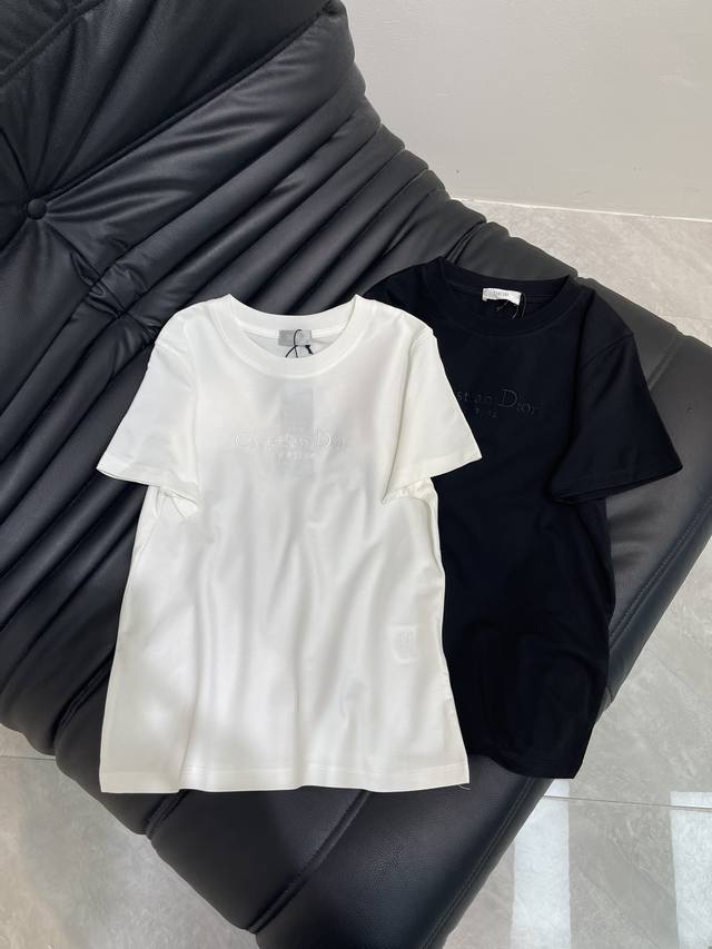 Dior*25 new spring and summer heavy embroidery short-sleeved T-shirt, imported p