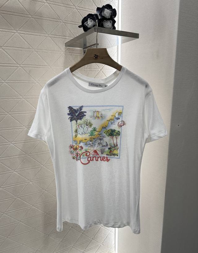Dio*2025 new arrivals City view round neck print Customized Yb Cotton and linen