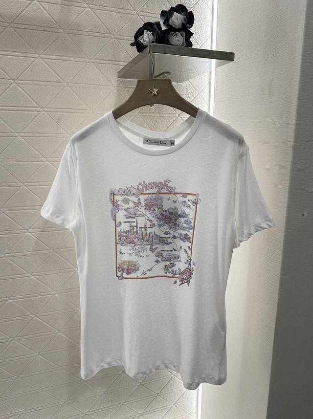 Dio*2025 new arrivals City view round neck print Customized Yb Cotton and linen
