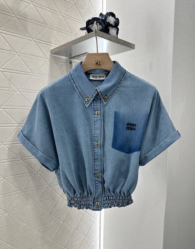 Miumi*2025 new products are on sale waist shirt denim shorts set Customized Yb t