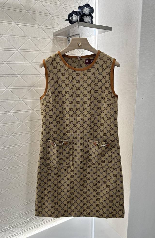 Gucc*2025 New arrival jacquard vest dress Customized Yb imported jacquard materi