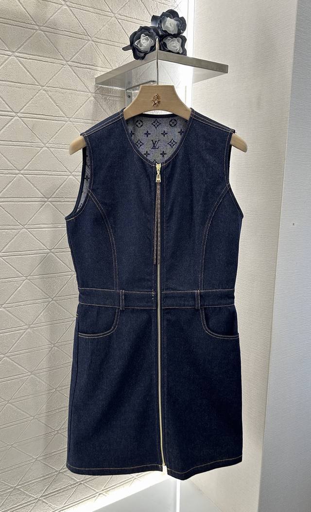 Louis Vuitto*2025 new arrivals printed denim vest dress Customized Yb twill cott