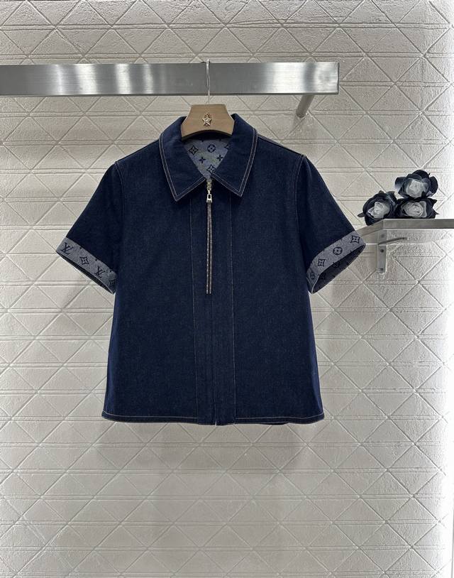 Louis Vuitto*2025 new arrivals Denim lapel short-sleeved jacket and shorts set C