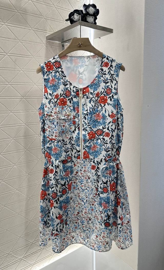 Louis Vuitto*2025 new arrivals Zipper waist print dress Customized Yb imported t