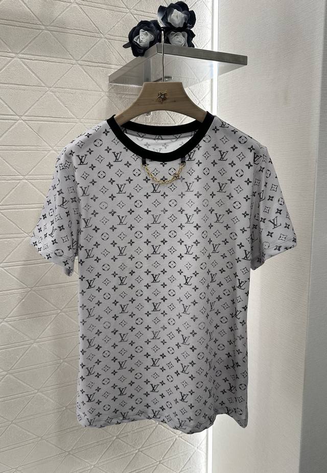 Louis Vuitto*2025 new arrivals printed chain custom Yb mercerized cotton woven t