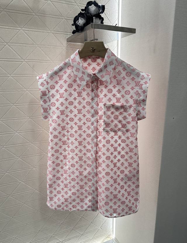 Louis Vuitto*2025 new arrivals Lapel wide sleeve jacquard sleeveless shirt Custo