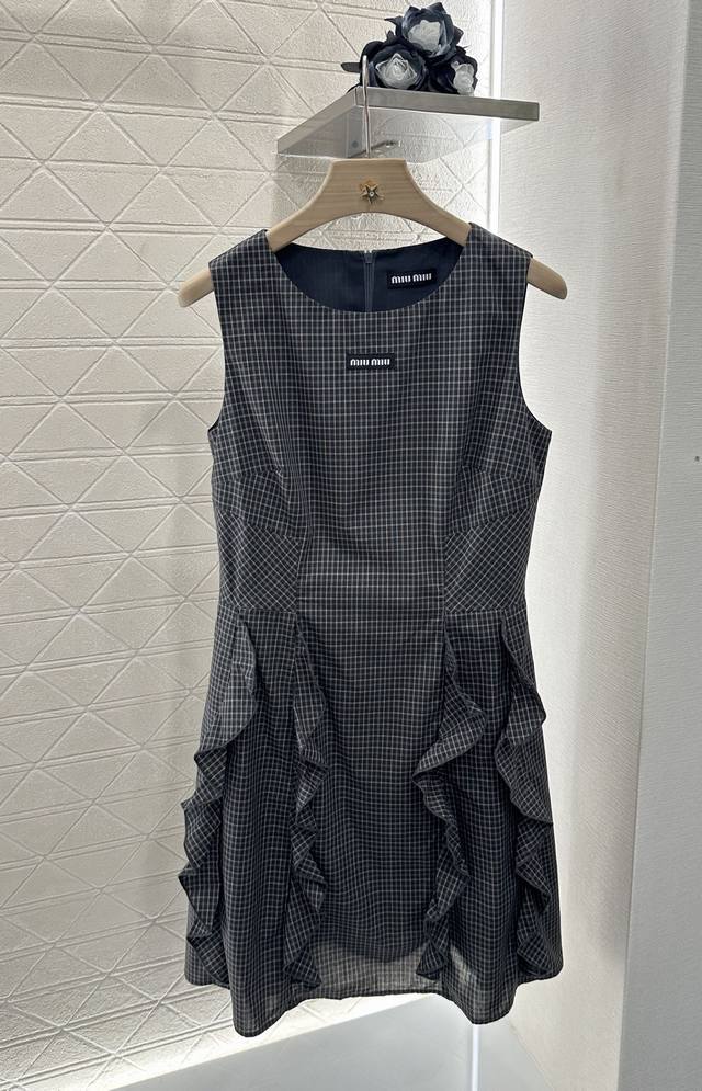 Miumi*2025 new products on the shelves plaid lace vest skirt Customized Yb impor