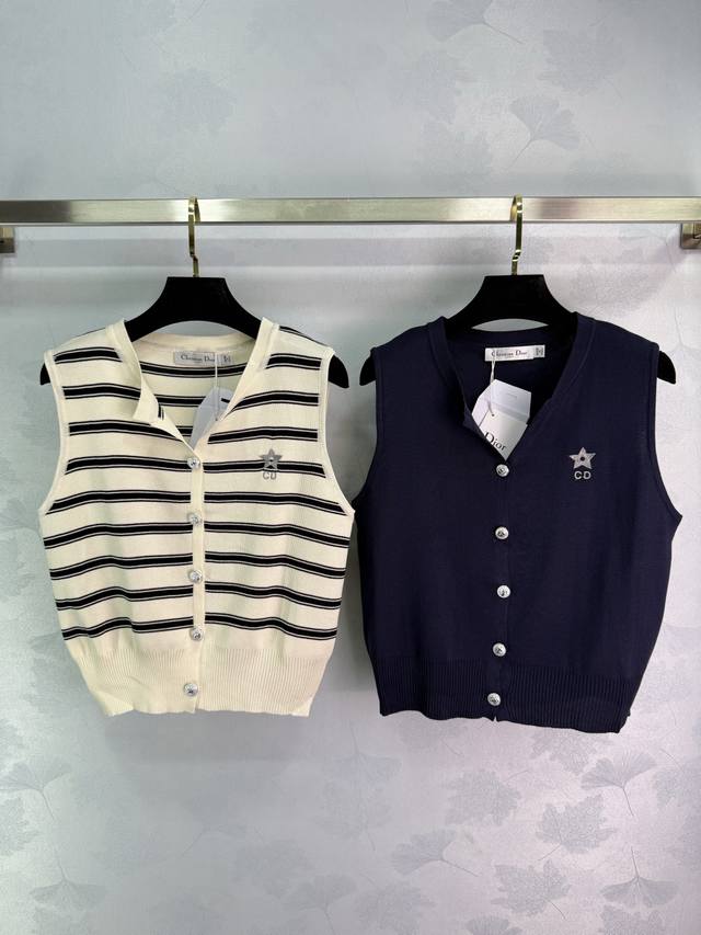 Dio*25 Spring and Summer new style knitted vest with star logo on the chest, V-n
