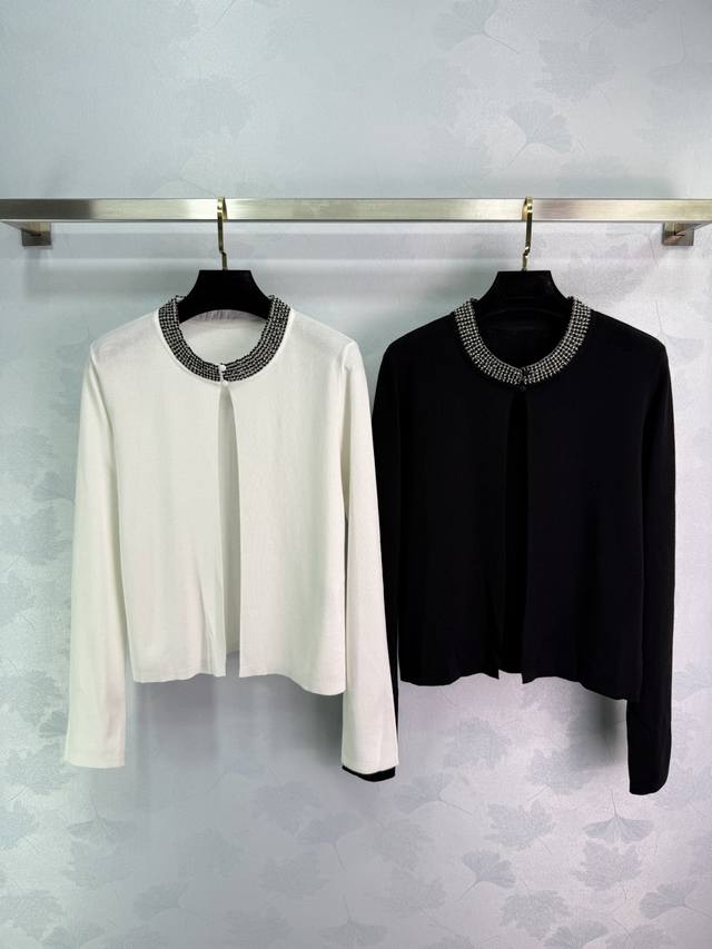 Small * 25 new high-end custom-made diamond-studded knitted cardigan with a circ