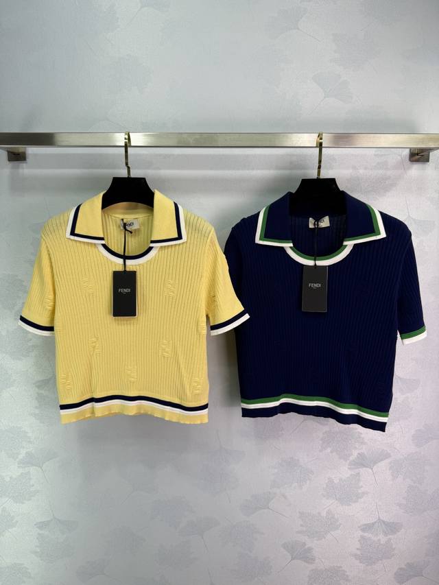 Fe*25 Spring and Summer new two-color knitted Polo shirt, contrasting color bord
