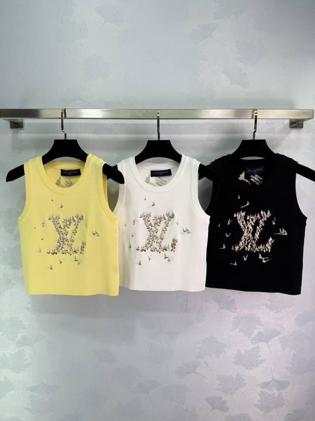 Lou*25 new round neck knitted vest with classic brand logo in the middle, simple