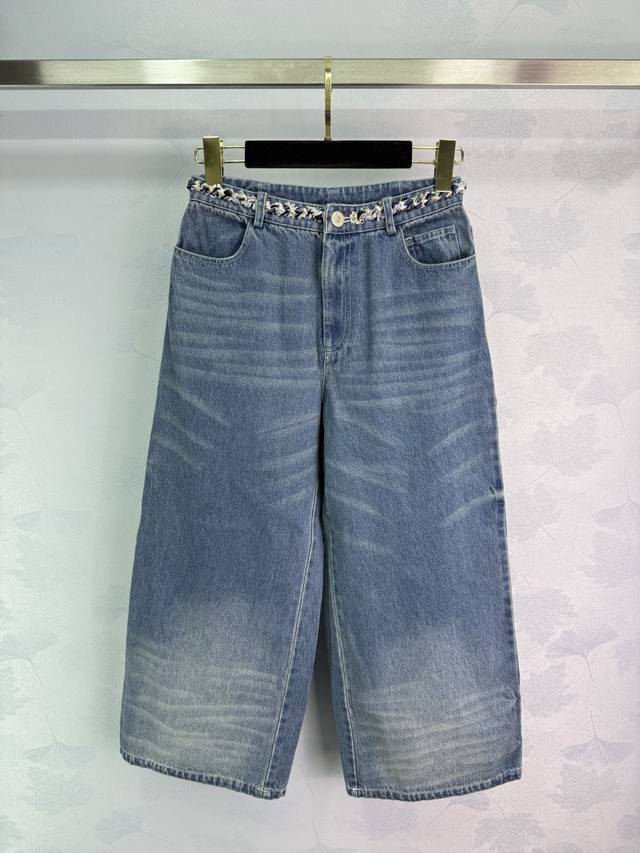 Chane*2025 new arrivals, hemmed denim cropped pants, custom made Yb twill cotton