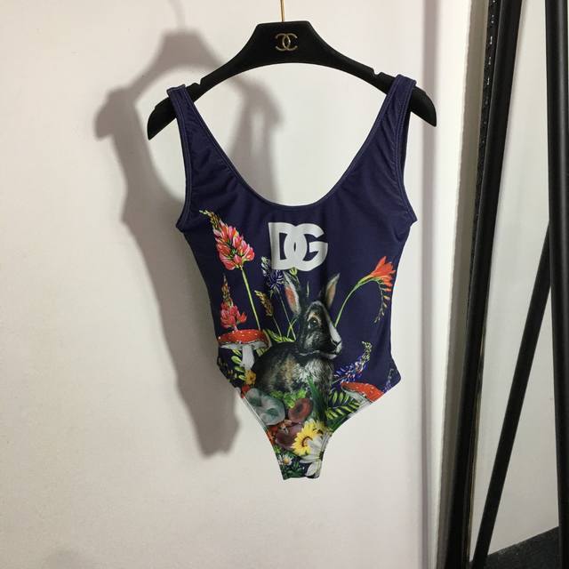 Style 1197 Dg* New style bunny flower print suspender swimsuit with chest pads,