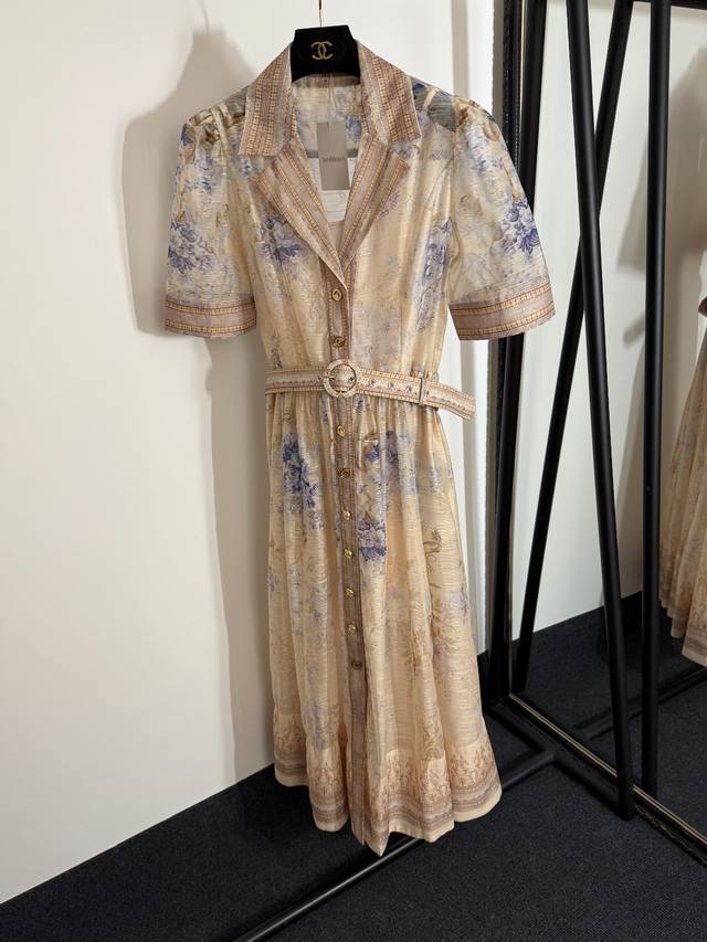 Style No. 20253864 Zimmermann new custom gold button blue flower print lapel wai