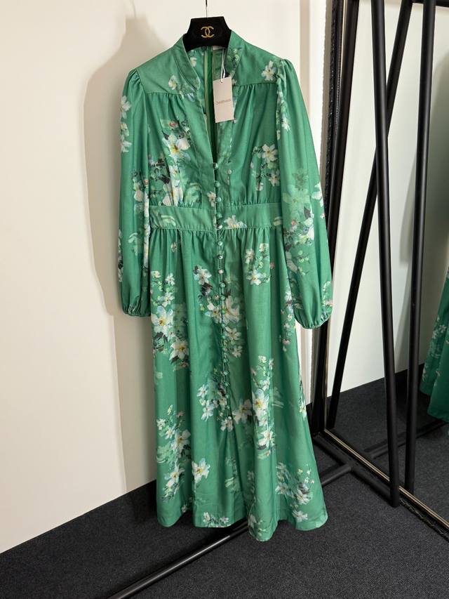 Style No. 20253862 Zimmermann new white flower print lantern long sleeve V-neck