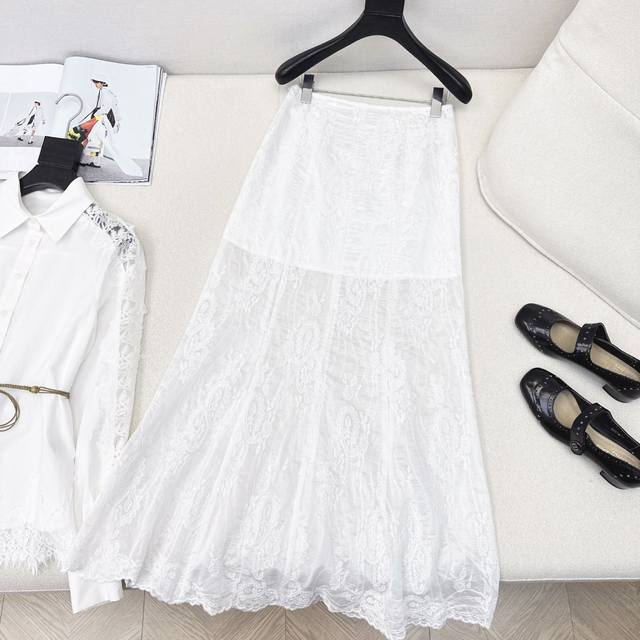 Elegant set Es 25Ss Spring and summer latest hollow embroidery lace fabric suit