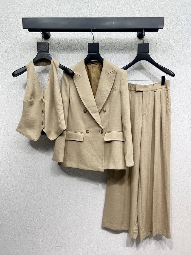 Max* series linen khaki suit jacket, delicate and soft, classic and age-reducing
