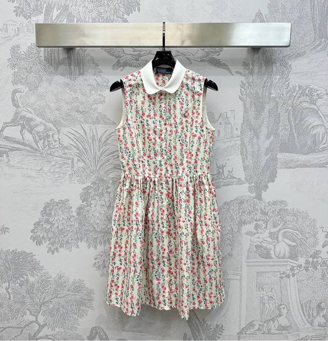 Ralph Laure*2025 new arrivals Lapel printed vest dress Customized Yb imported tw