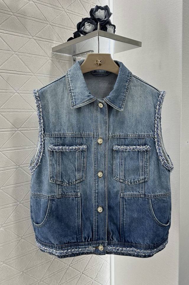 Chane*2025 new arrivals hemmed denim vest shorts set Customized Yb twill cotton