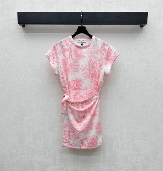 Dio*2025 New arrivals Spliced print dress Customized Yb imported virgin cotton m