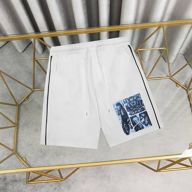 Hermes printed pure cotton sweatpants shorts 1:1 matching fabric 380g terry high
