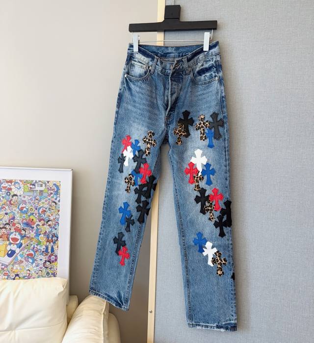 Style number: D329 Chromehearts Chrome washed blue contrast pattern leather patc