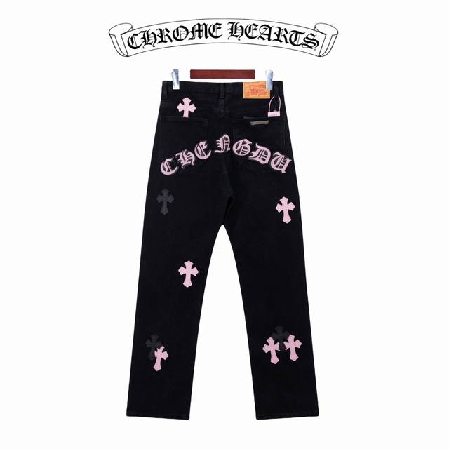 Style: D207 Chrome Hearts Jeans Color: Black and Pink Size: SML Xl Corresponding