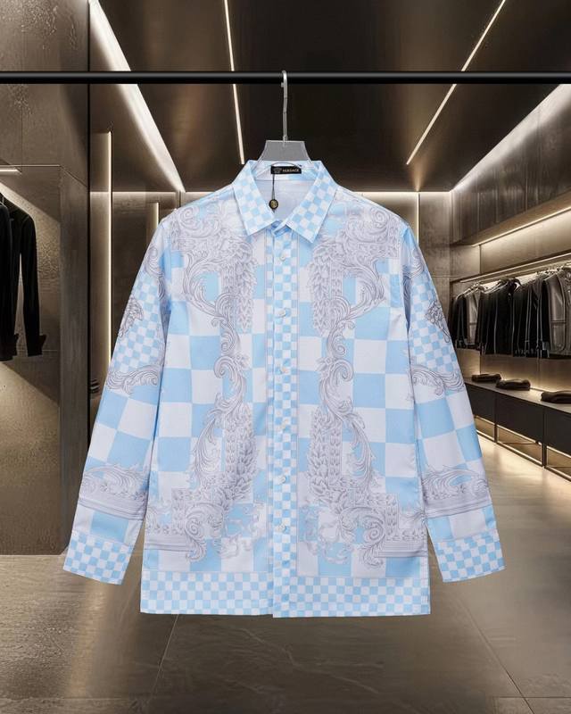 Versace Versace hit Medusa court style digital printed long-sleeved shirt 2025Ss