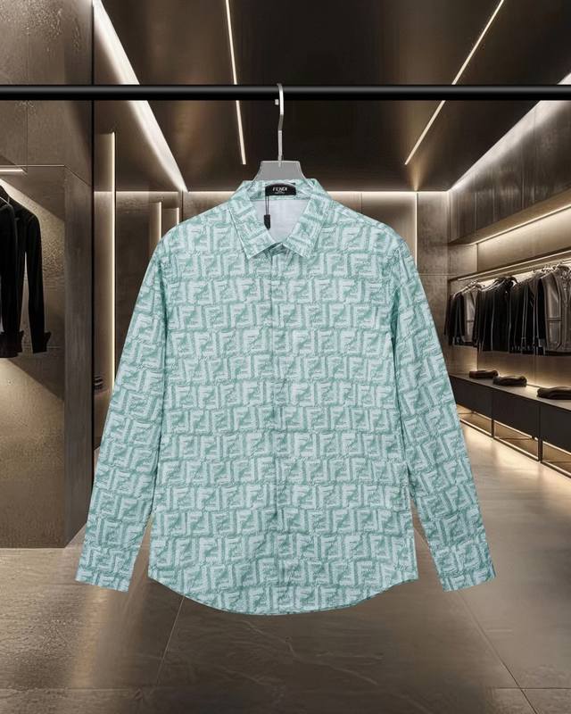 Fendi Fendi hits the classic full-print double F digital logo long-sleeved shirt