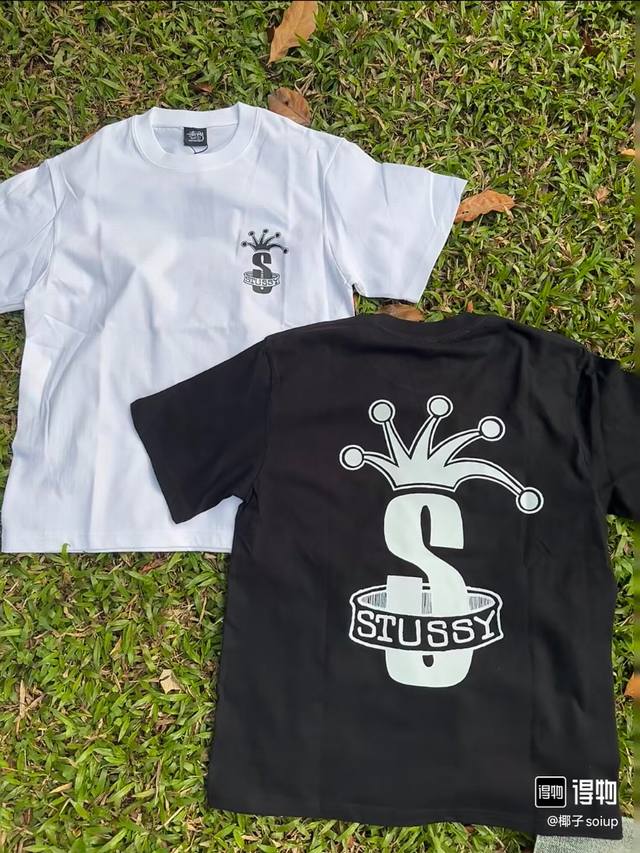 1178 Stussy Autumn Series Crown Band Tee Logo Crown Pattern Letter Print Casual