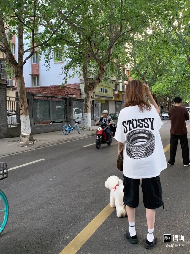 1176 Stussy Ss25 tire logo print loose round neck short-sleeved T-shirt for men