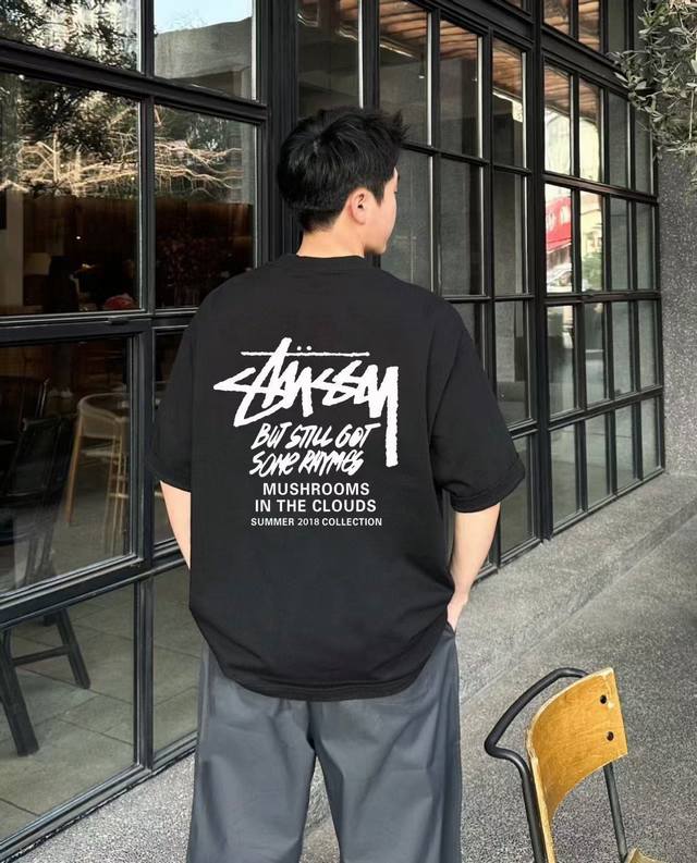 1175 Stussy 8 Ball Series In The Clouds Tee Black 8 Magic Print Short Sleeve T-s