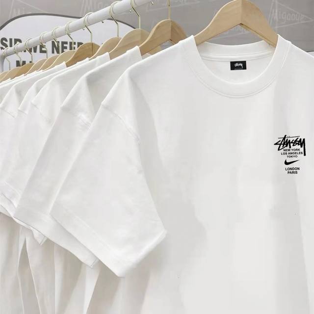 1129 Stussy high-quality short-sleeve, 260g double yarn fabric, available now, l