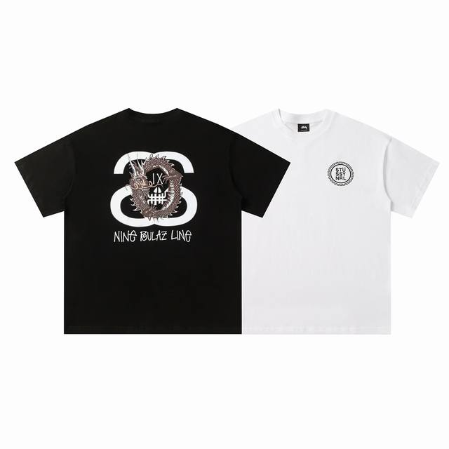163#Stussy high quality short sleeves, 260g double yarn fabric, available now, l