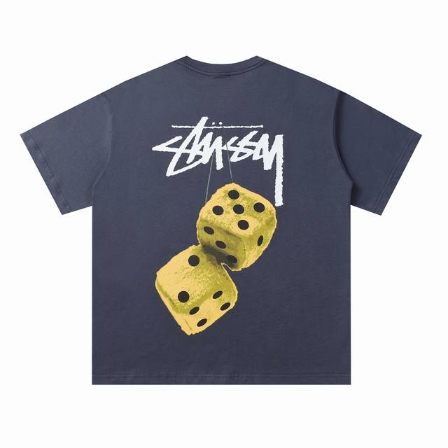 8039# Stussy high quality short-sleeved 260g fabric, Stussy dice print short-sle