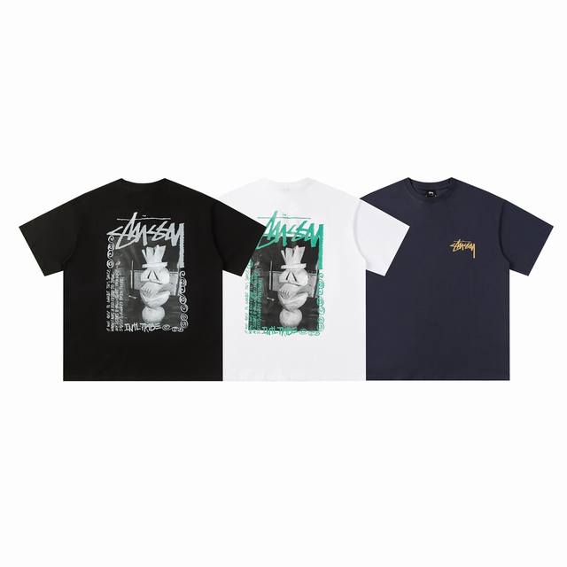 116#Stussy high quality short sleeves, 260g double yarn fabric, available now, l