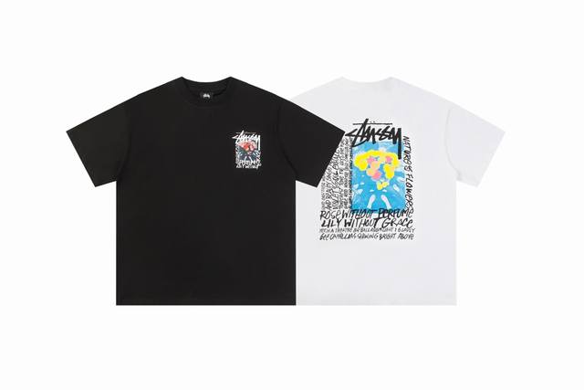107#Stussy high quality short sleeves, 260g double yarn fabric, available now, l